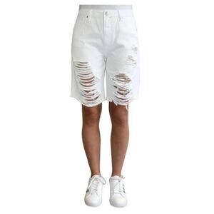 Almost Famous Distressed Jean Shorts NWT Super High Rise Bermuda Shorts